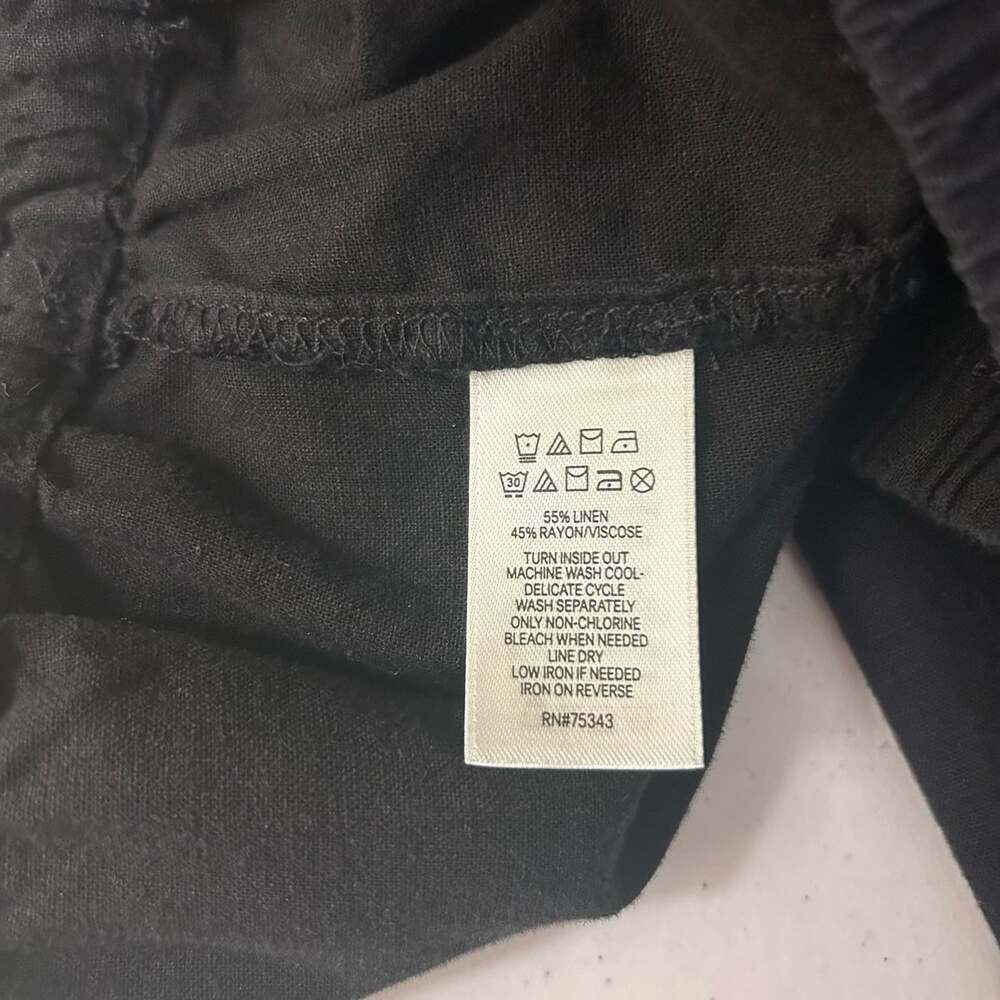 Cynthia Rowley Linen Crop Pants Women’s 2X Black Tie Waist Wide Leg Pockets - Picture 8 of 11